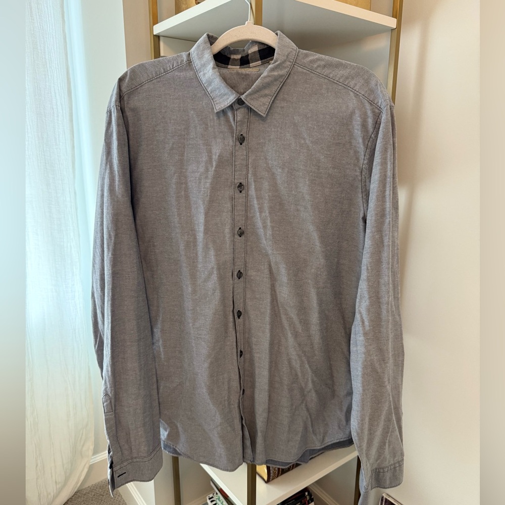 Burberry Men's Gray Casual Button Down Shirt